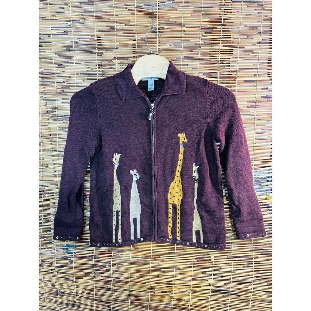 Giraffe Full Zip Cardigan Jewels Designers Original Studios Size Large